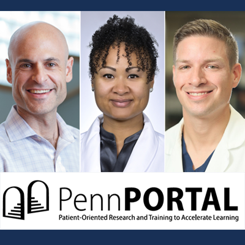 Scott Halpern, Meghan Lane-Fall, and Kit Delgado's headshots with the Penn PORTAL logo beneath